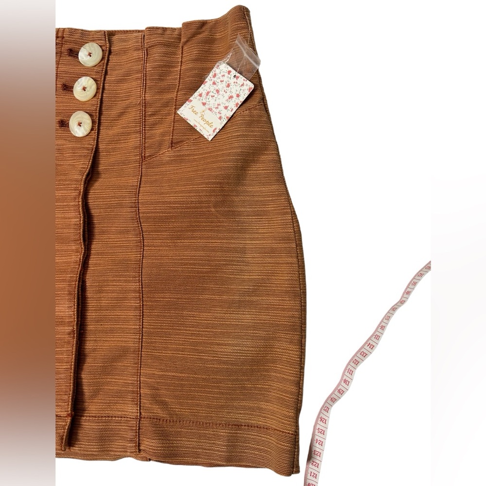 Free People l NWT Every Minute Every Hour Terra Cotta Button-Up Mini Skirt 8 - Picture 6 of 9